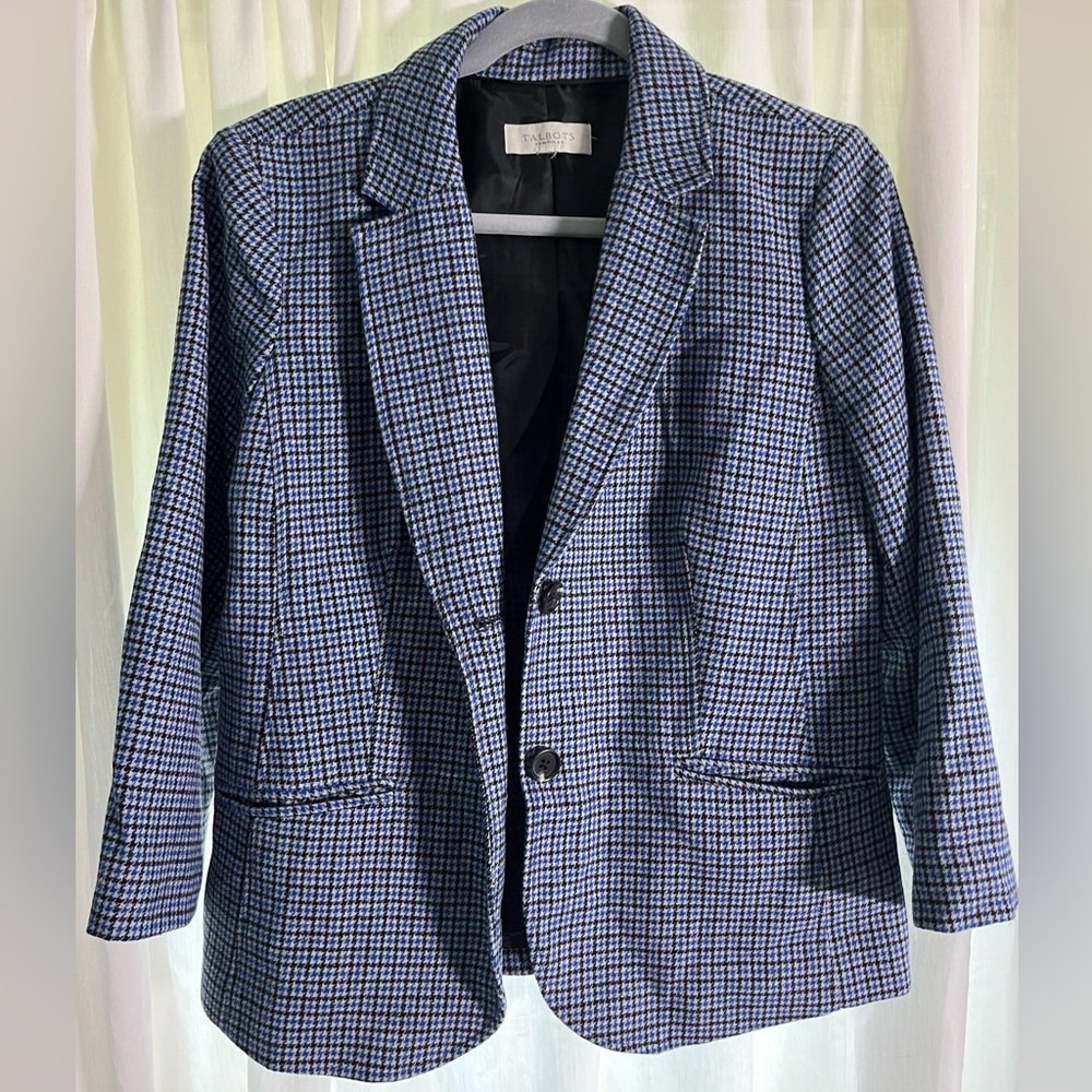 Talbots *Petite* Women’s Tattersall Plaid Blazer, Faux Horn Buttons & Pockets